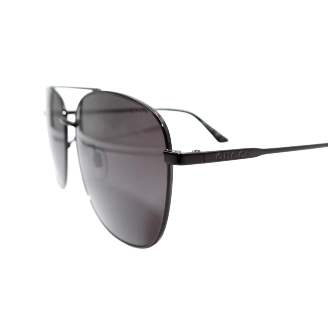 Gucci Luxury Aviator Sunglasses Metal Ruthenium Grey / Dark Grey Lens GG0410SK