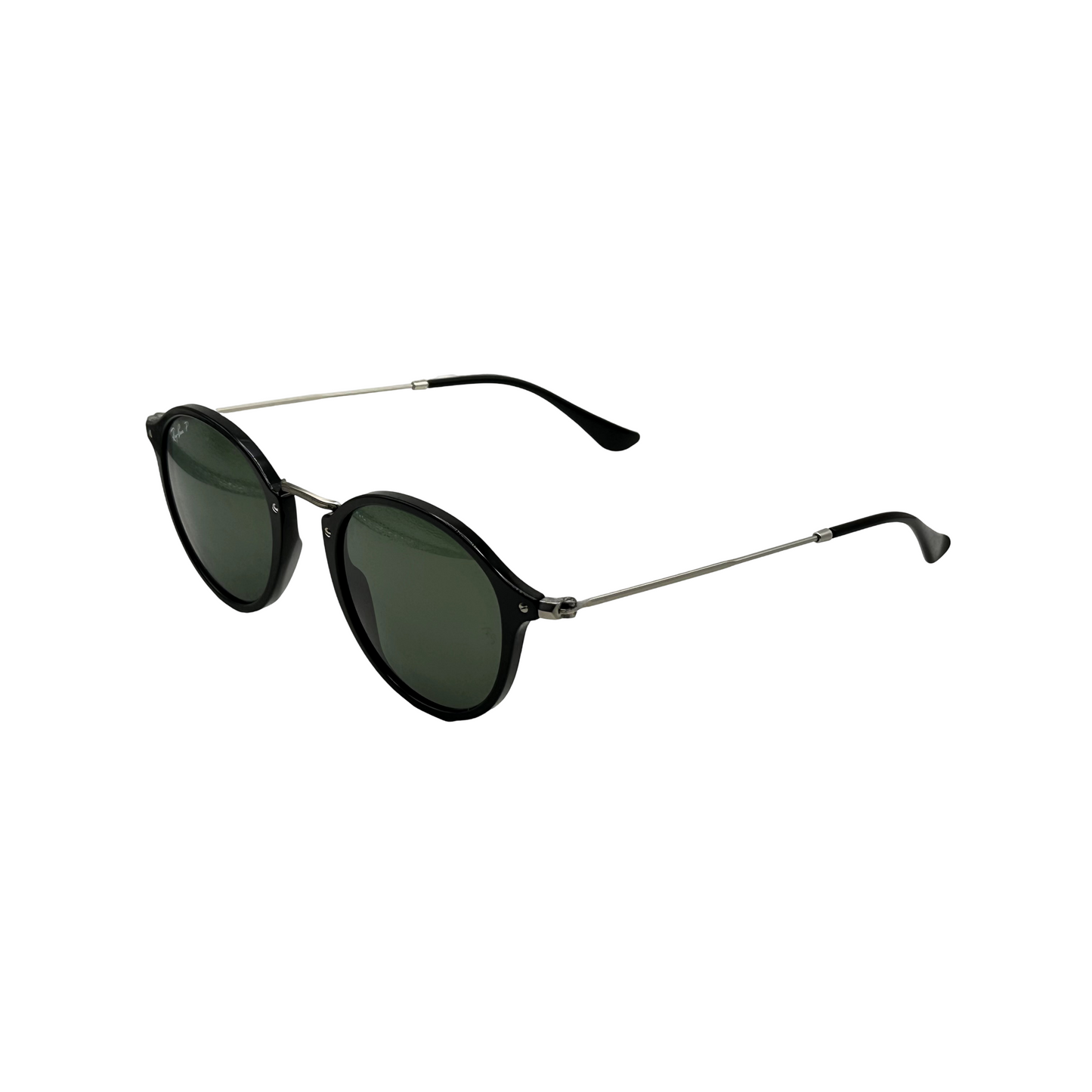 Ray-Ban Designer Round Fleck Sunglasses Black Green Polarized Lens RB2447