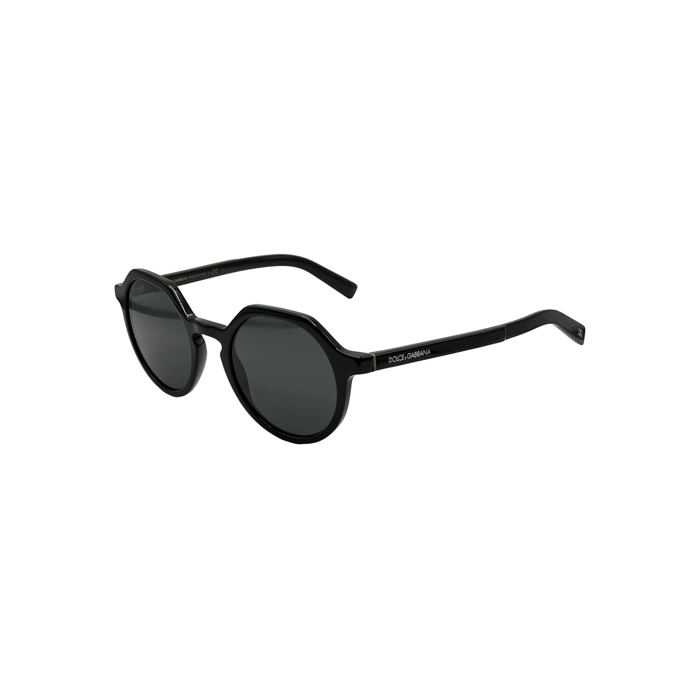 Dolce & Gabbana Designer Round Sunglasses Black Frame Grey Lens DG4353