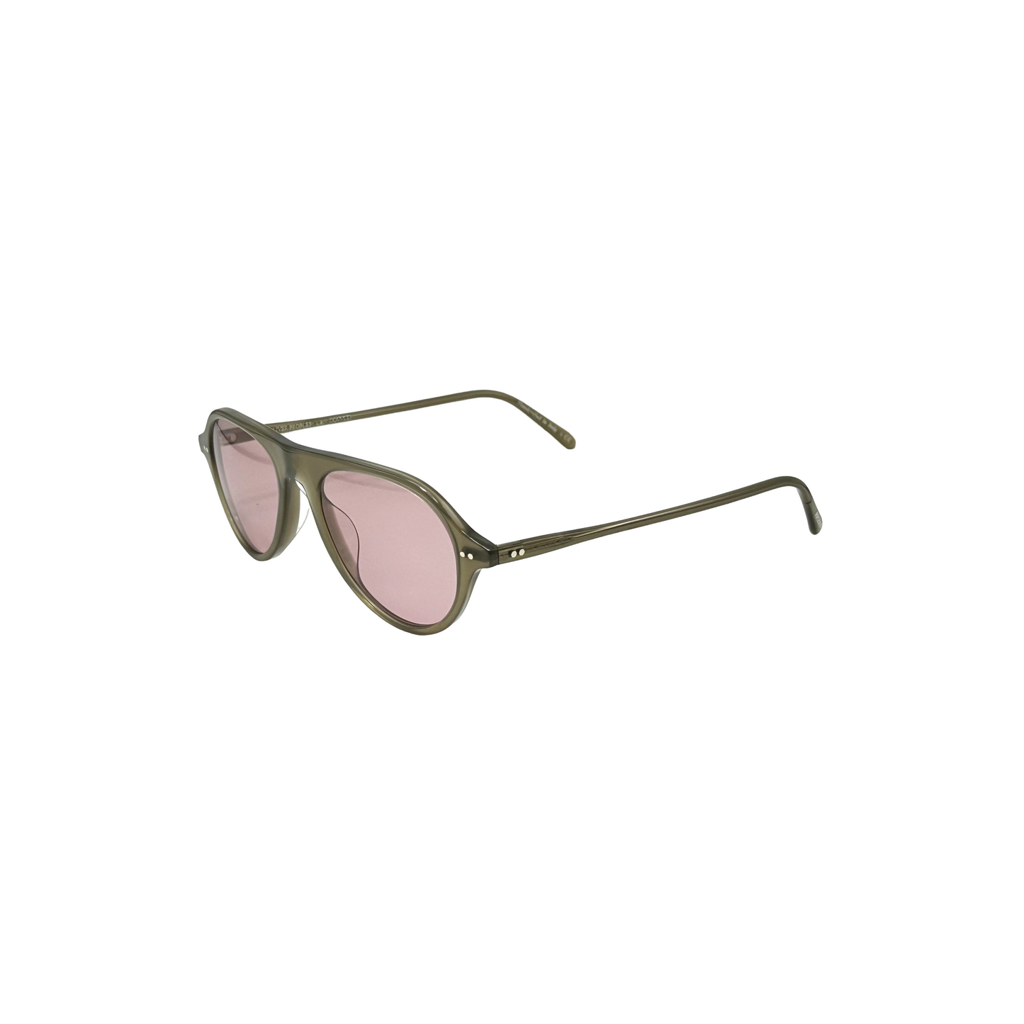 Oliver Peoples Designer Round Sunglasses Dusty Olive Gradient Pink Lens OV5406U