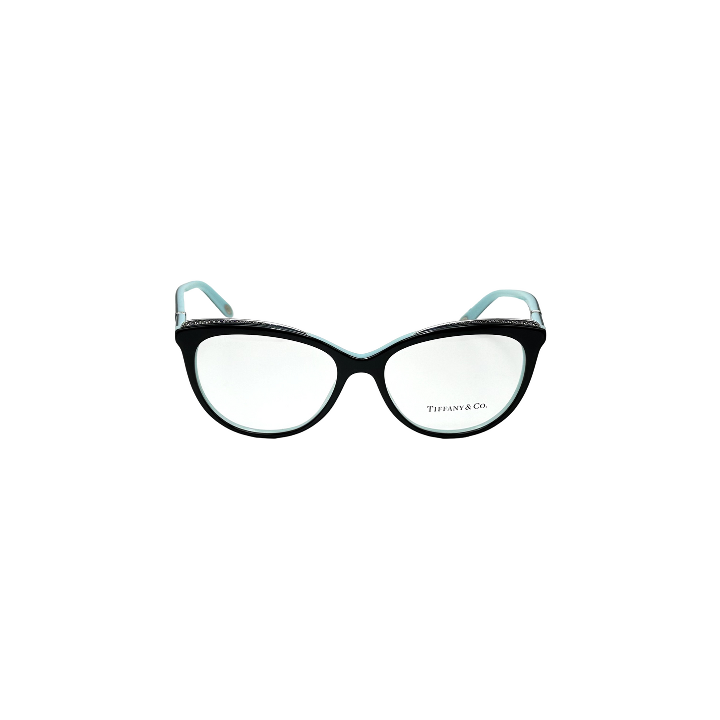 Tiffany & Co Designer Cat Eye Eyeglass Frames Black on Blue / Demo Lens TF2147