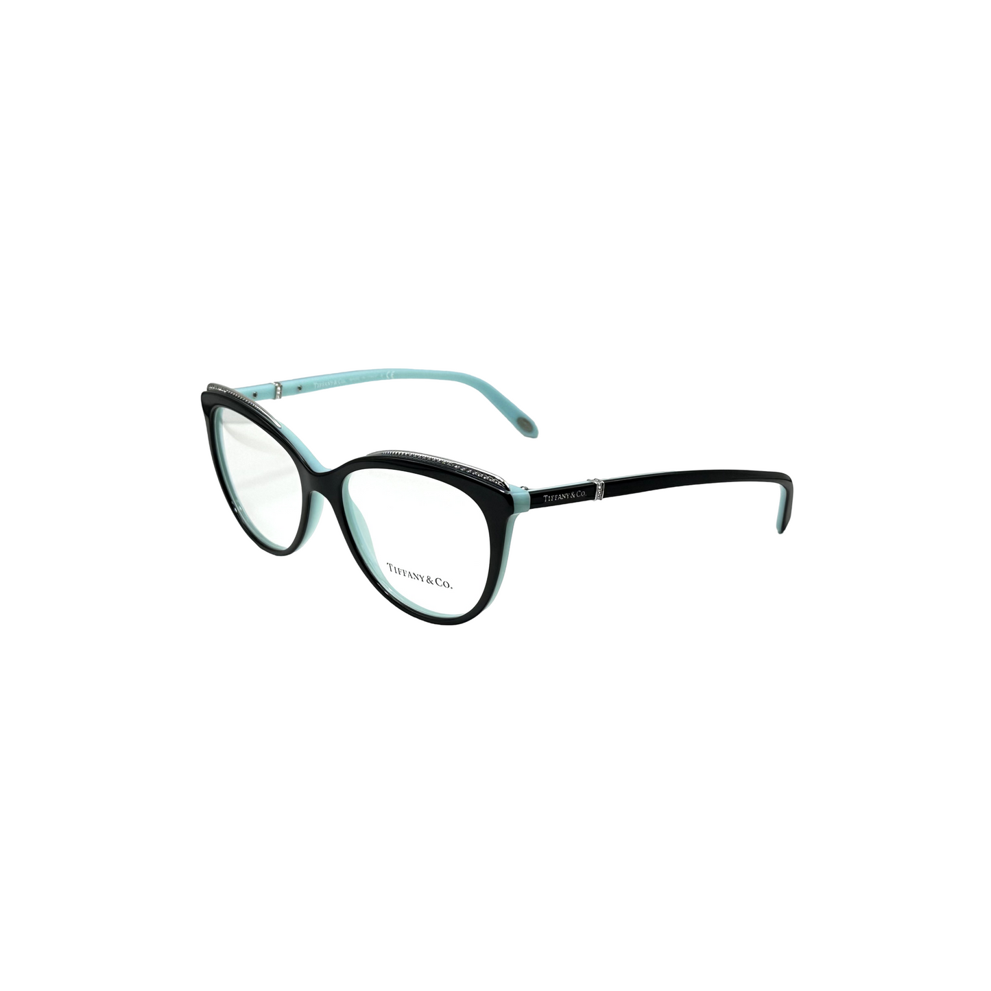 Tiffany & Co Designer Cat Eye Eyeglass Frames Black on Blue / Demo Lens TF2147