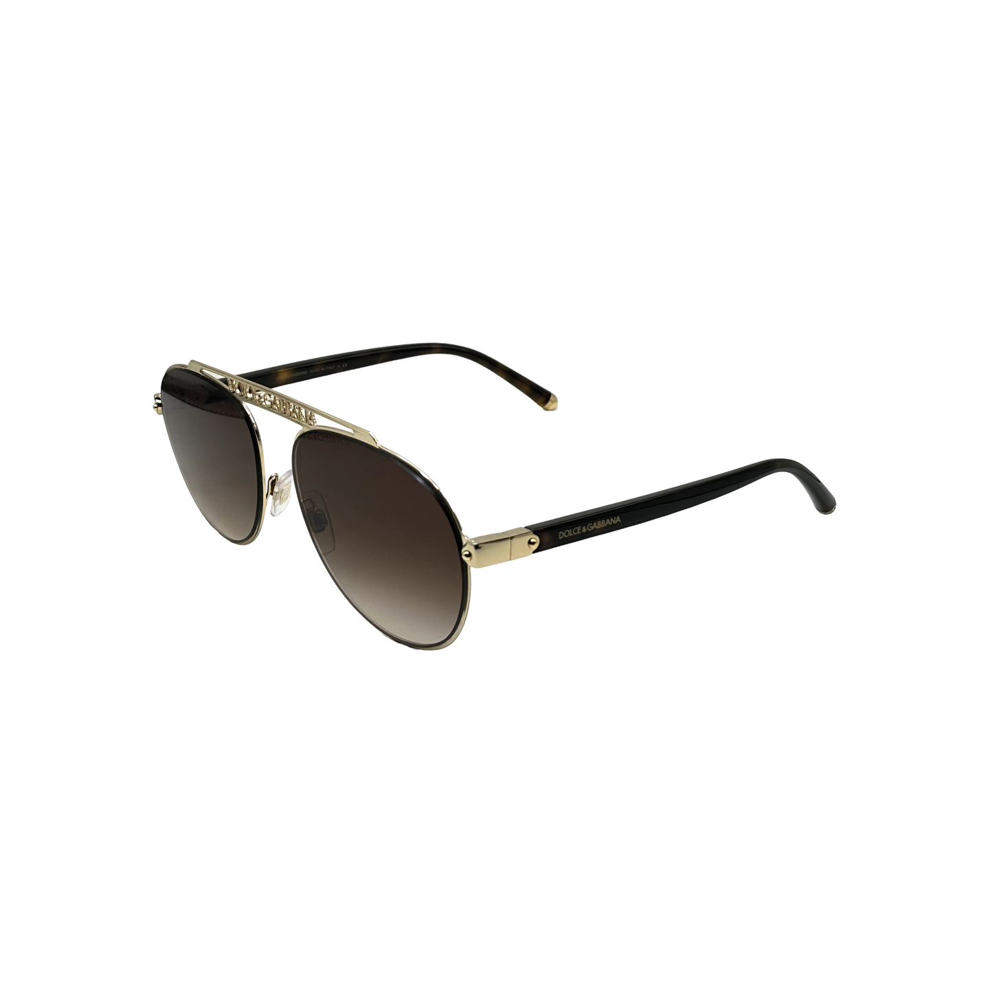 Dolce & Gabbana Designer Aviator Sunglasses Gold / Gradient Brown Lens DG2235