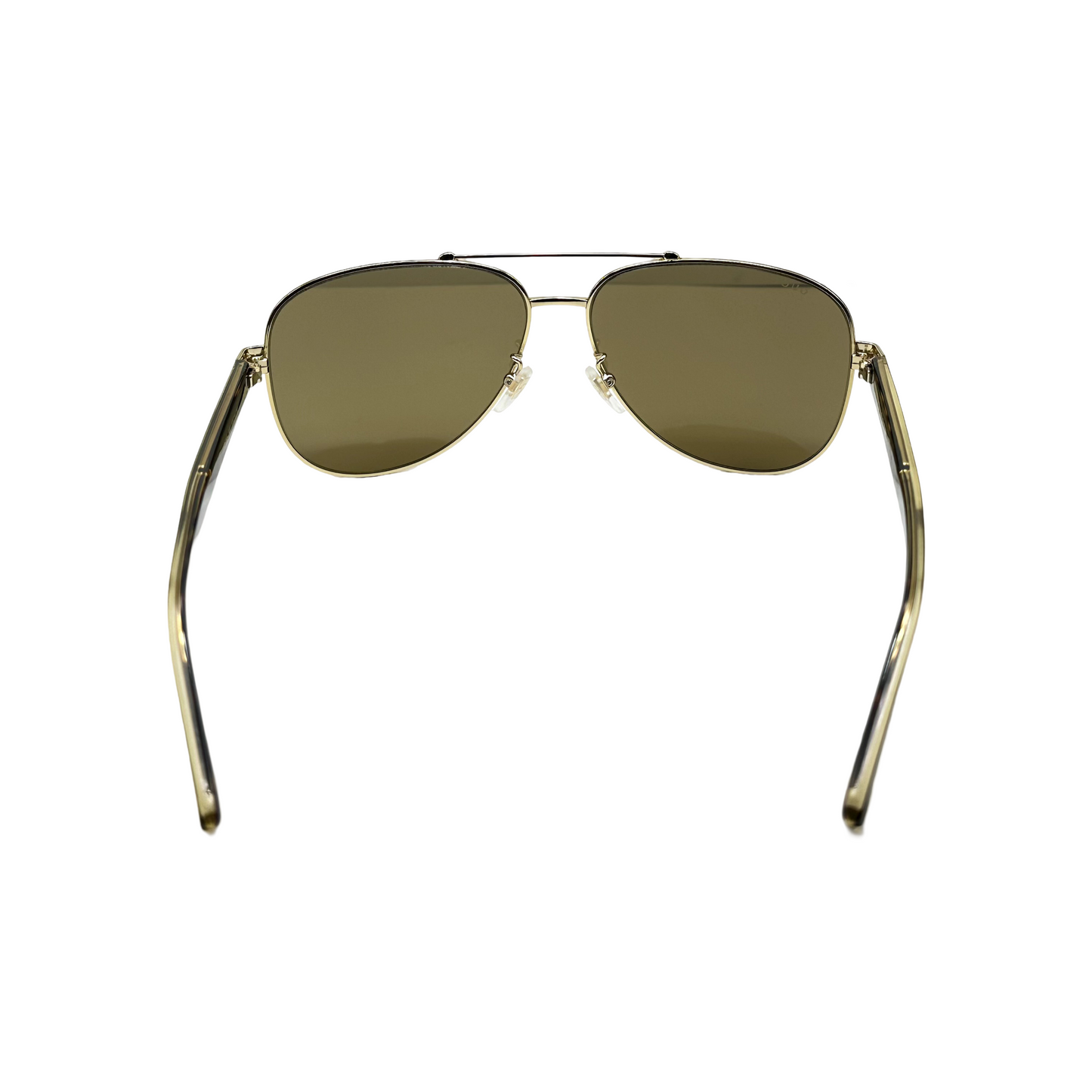 Gucci Designer Aviator Sunglasses Gold with Tortoise Arms / Green Lens GG0528S