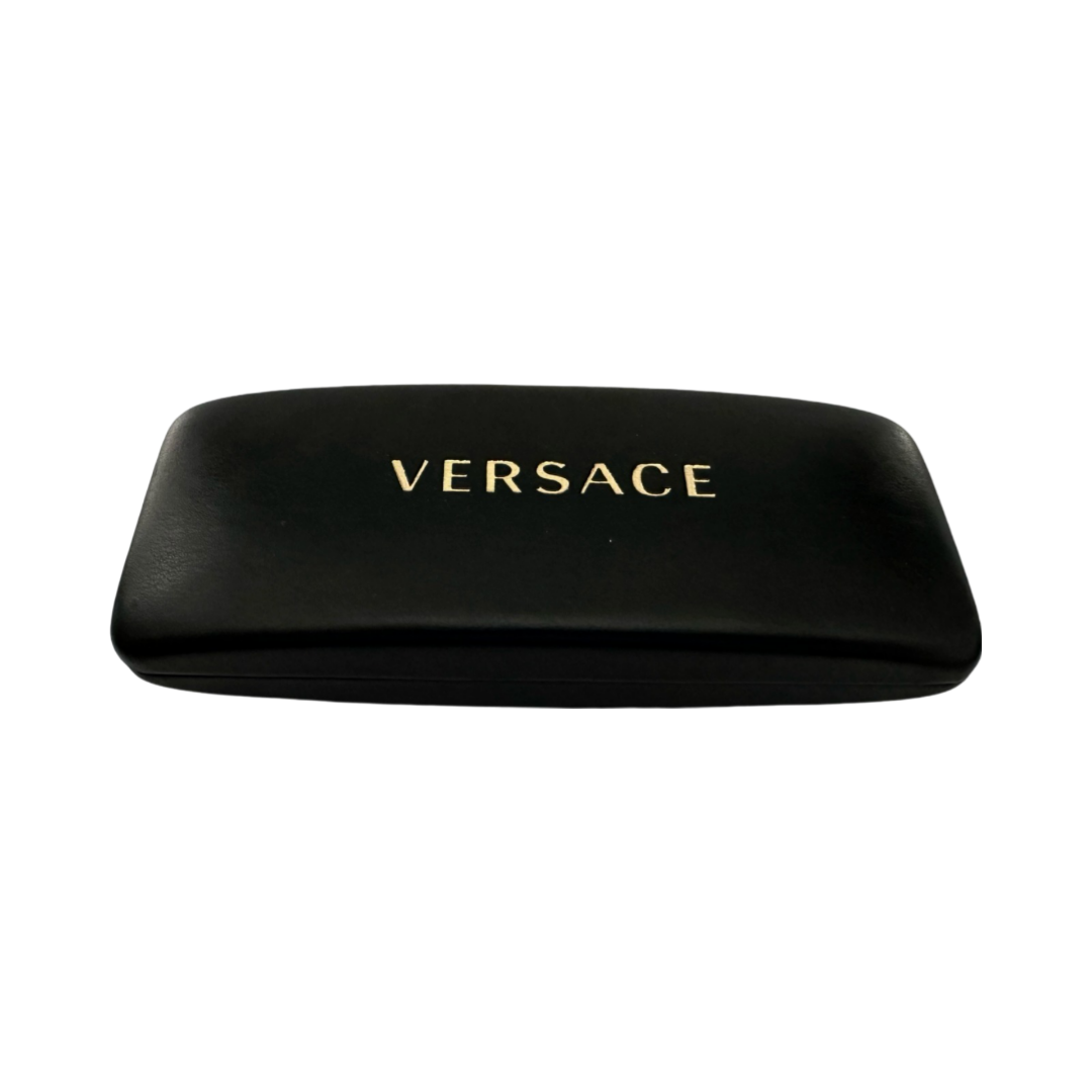 Versace Designer Eyewear Rectangle Eyeglasses Matte Black Clear Demo Lens VE1184