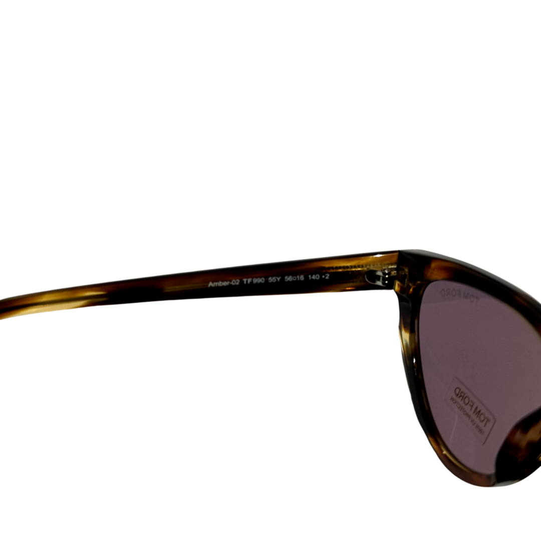 Tom Ford Designer Cat Eye Sunglasses Tortoise Shell Gradient Lens Amber02 FT0990