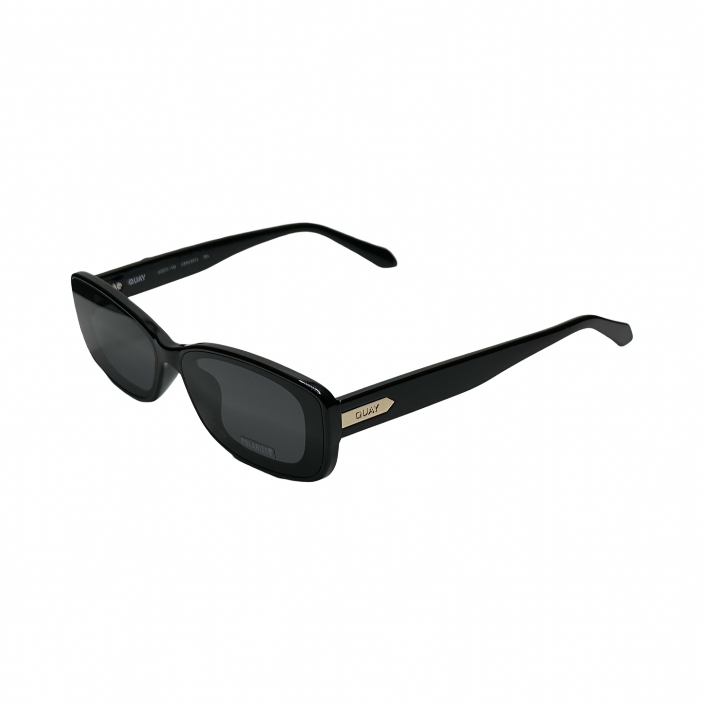 Quay Vibe Check Designer Chic Sunglasses Black Frame Black Polarized Lens