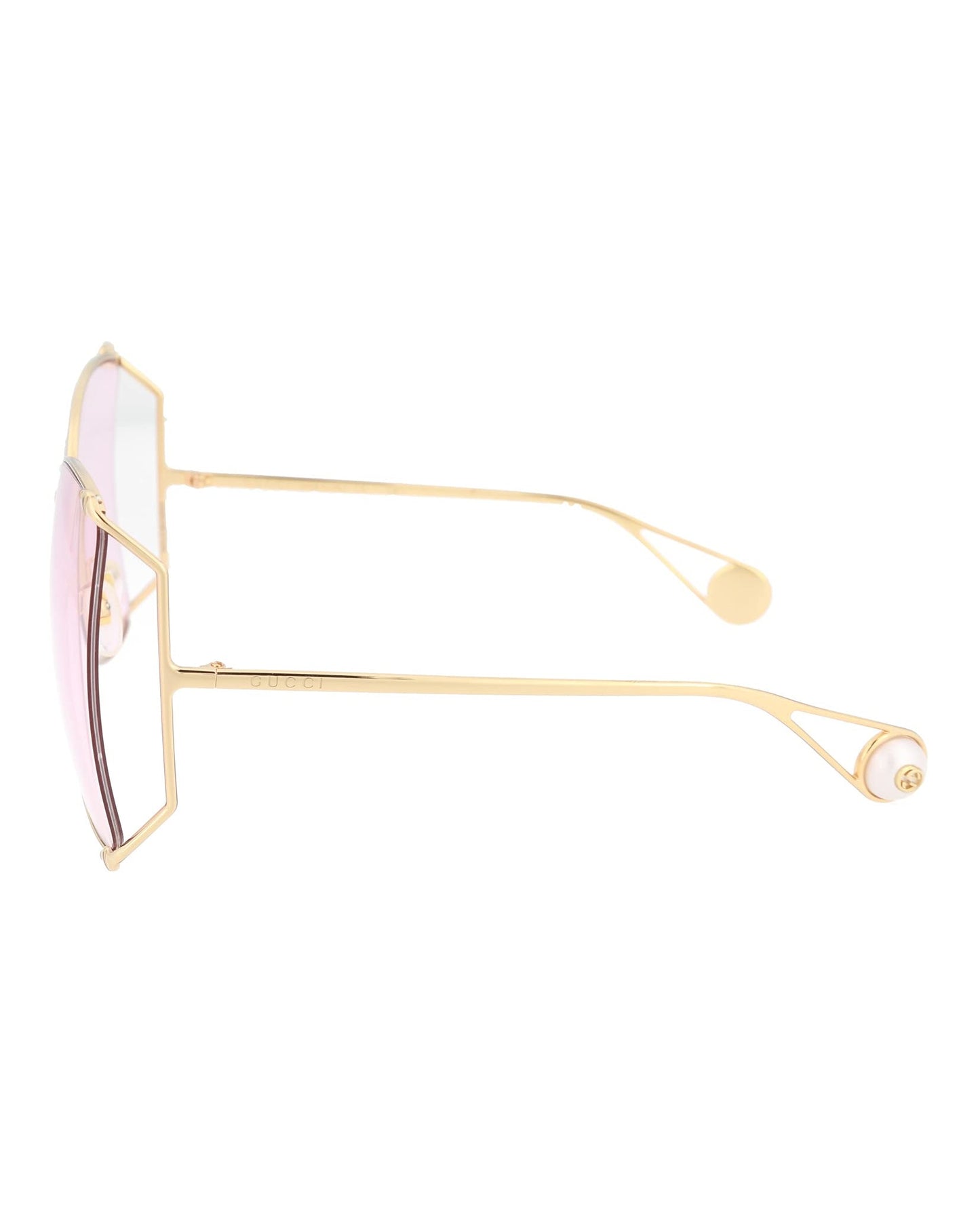 Gucci Luxury Sunglasses  Oversized Butterfly Gold Frame Pink Lens GG0252S