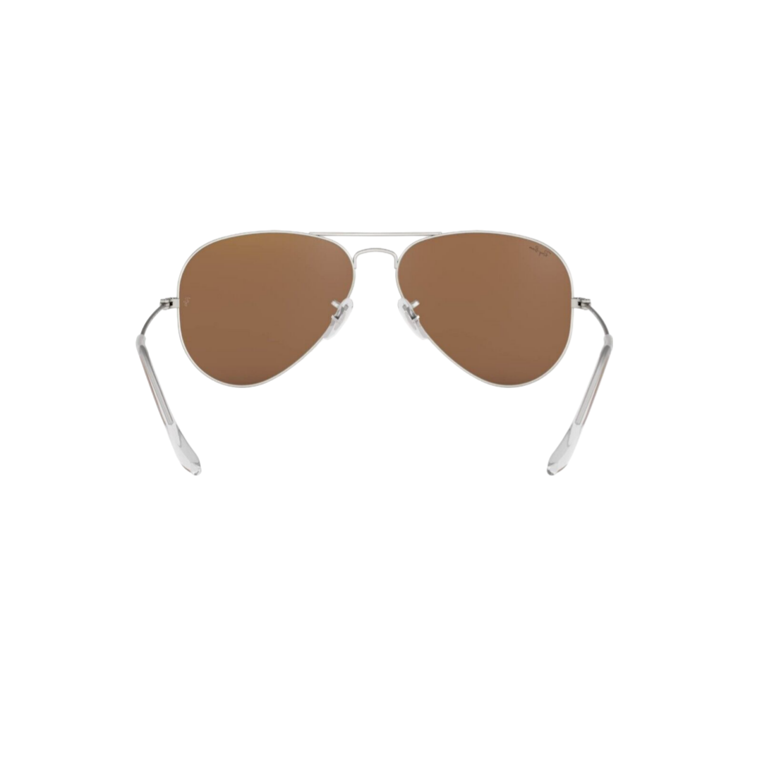 Ray-Ban Aviator Sunglasses Matte Silver Frame with Mirrored Copper Lens RB3025